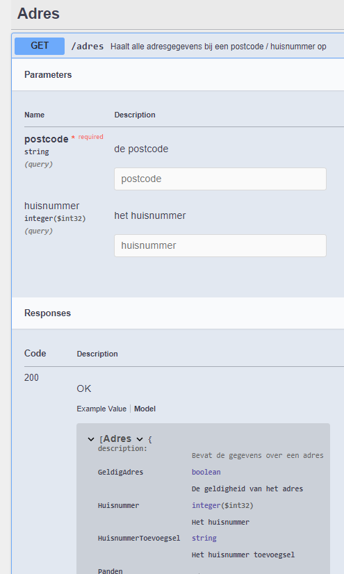 Voorbeeld API model